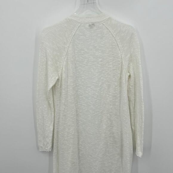 Project white cardigan sweater open front long line linen cotton blend pockets M - Picture 5 of 8